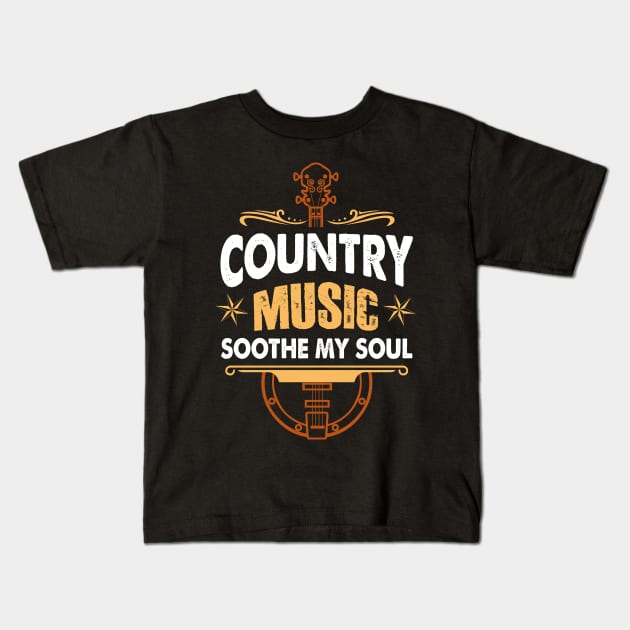 Country Music Soothe The Soul Kids T-Shirt by AnnetteNortonDesign